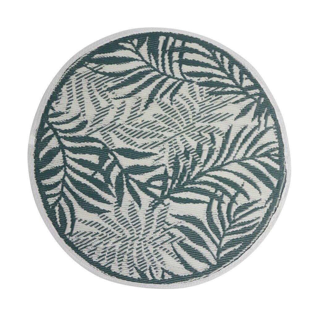 Tapis d'extérieur India rond motif feuillage vert Ø100 cm
