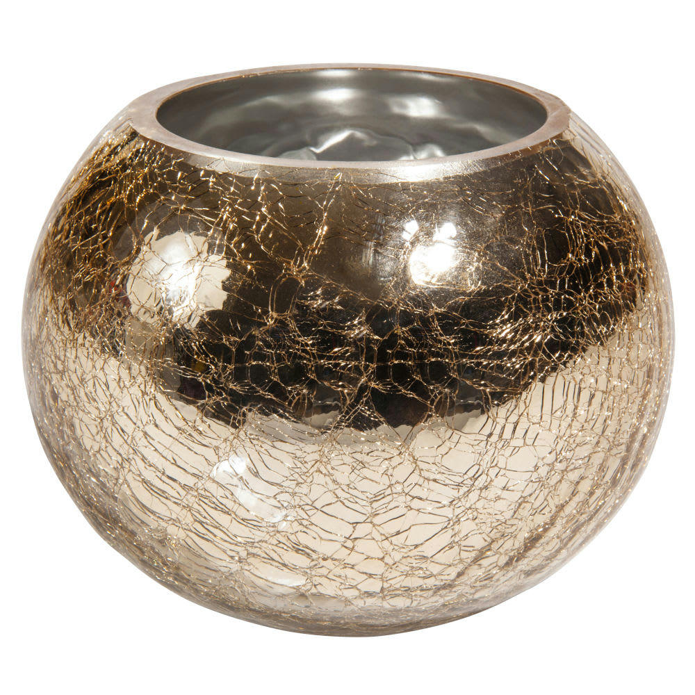 Milord - Photophore effet craquelé en verre doré H 12 cm MILORD