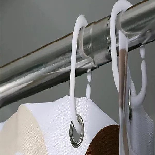 Lot de 12 anneaux de rideau de douche en plastique en forme de C, crochets pour rideaux de porte
