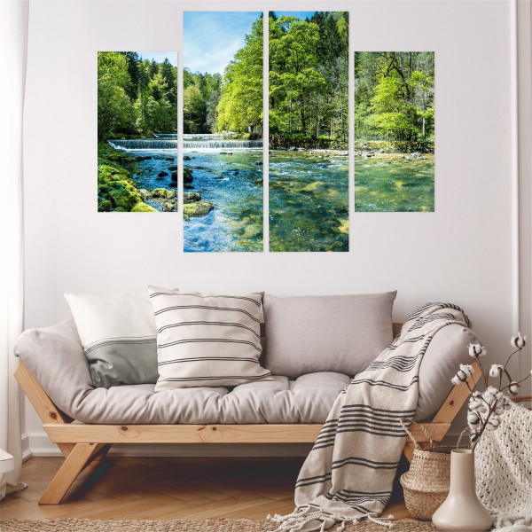 Obraz 4-Częściowy Widok Na Piękny Wodospad 3D 80x60cm