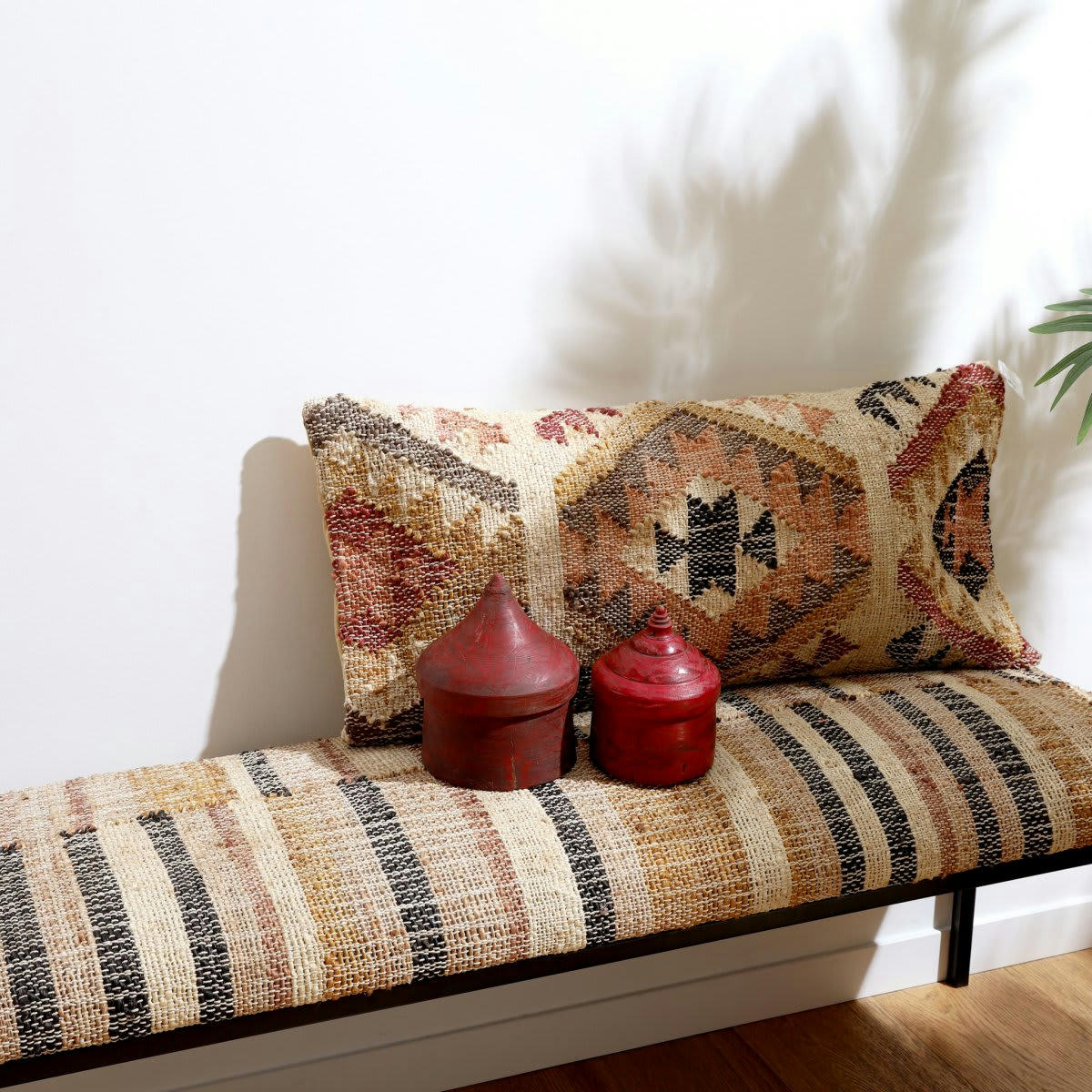 ELIOTT - Banc 122cm en tissu rayé