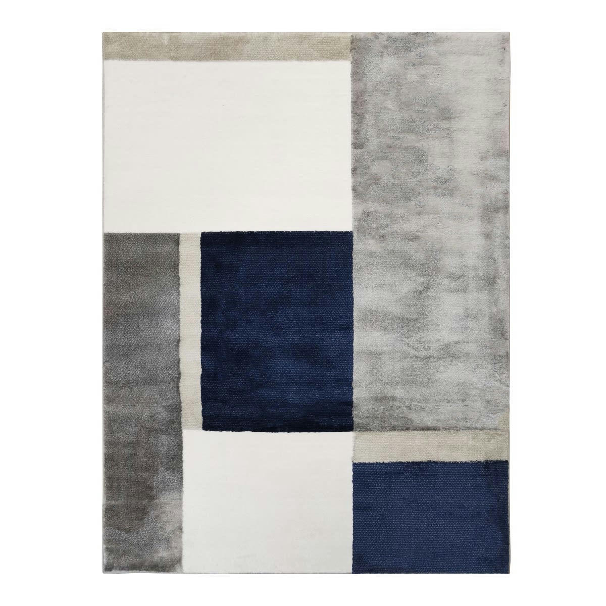 MODERNA - Tapis graphique contemporain gris bleu 150x200