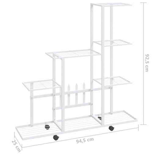 NNEVL Flower Stand with Wheel 94.5x25x92.5 cm White Metal
