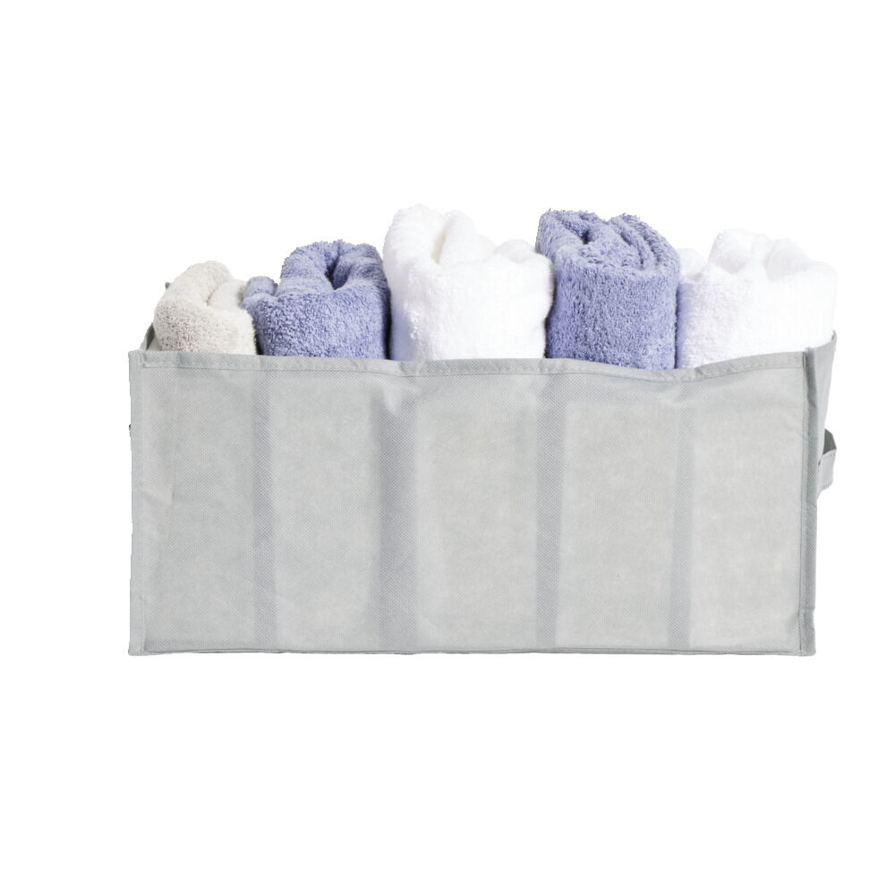 Panière de rangement dressing 5 compartiments gris 44x25xH20cm