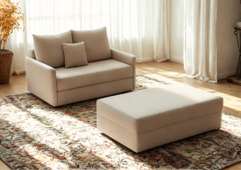 Sofa z pufą arkadia rozkładana szara z funkcją spania
