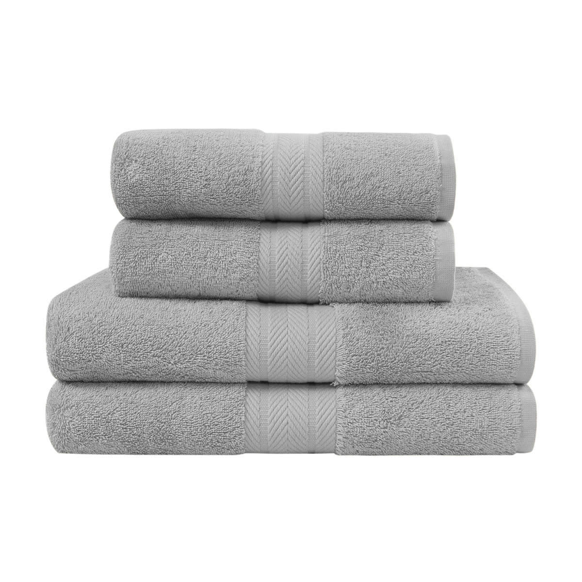 LUXURY - Ensemble de bain 4 pièces en coton Gris Perle