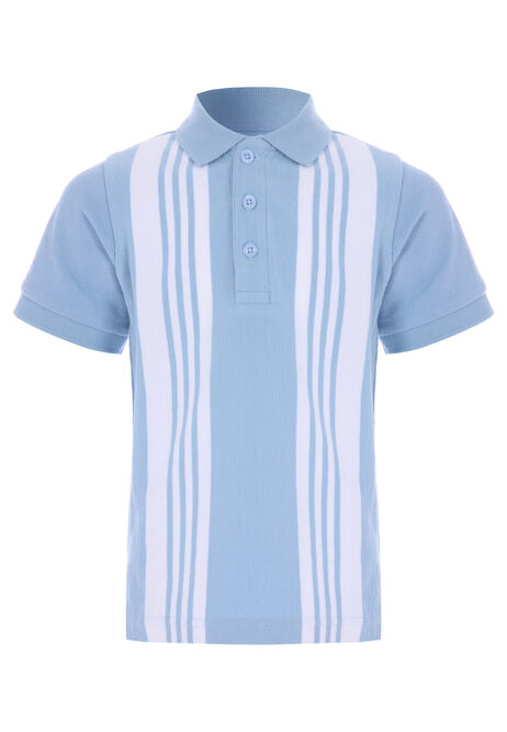 Younger Boys Blue Stripe Polo Shirt