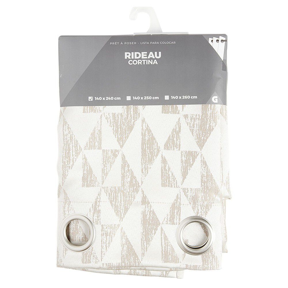 Rideau à oeillets motif jacquard taupe140x240cm