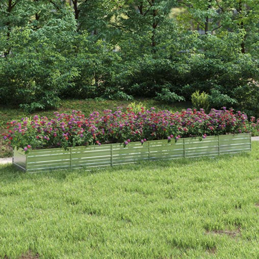 NNEVL Garden Raised Bed 480x80x45 cm Galvanized Steel Silver