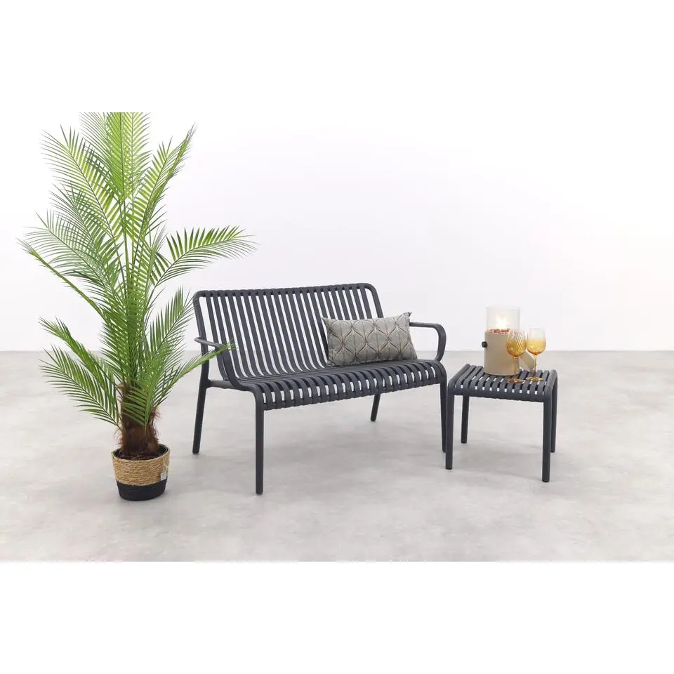 Stripe loungebank 2-zits - antraciet