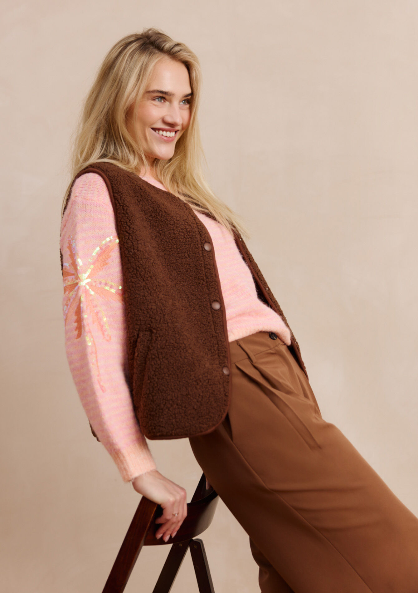 Mouwloos vest met textuur