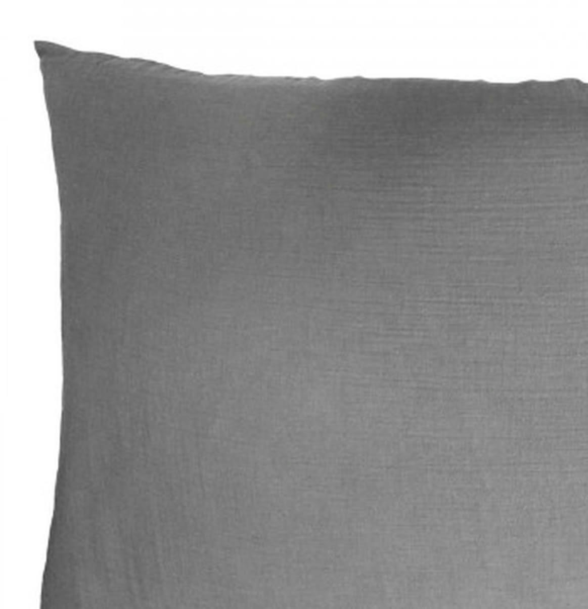 GAZE DE COTON UNIE - Taie d'oreiller gaze de coton gris 50x70 cm