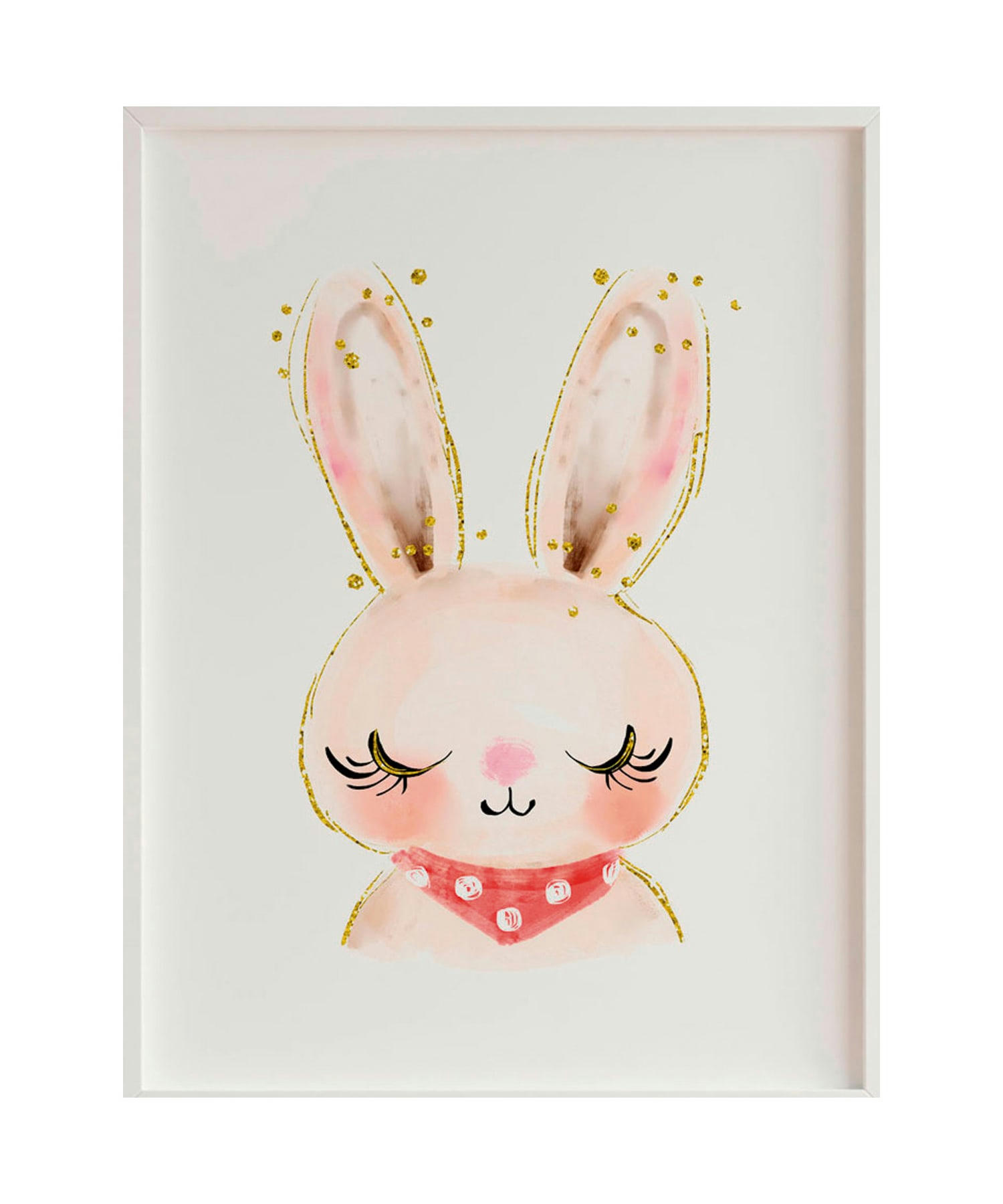 DECOWALL - Impression de lapin encadrée en bois blanc 43X33 cm