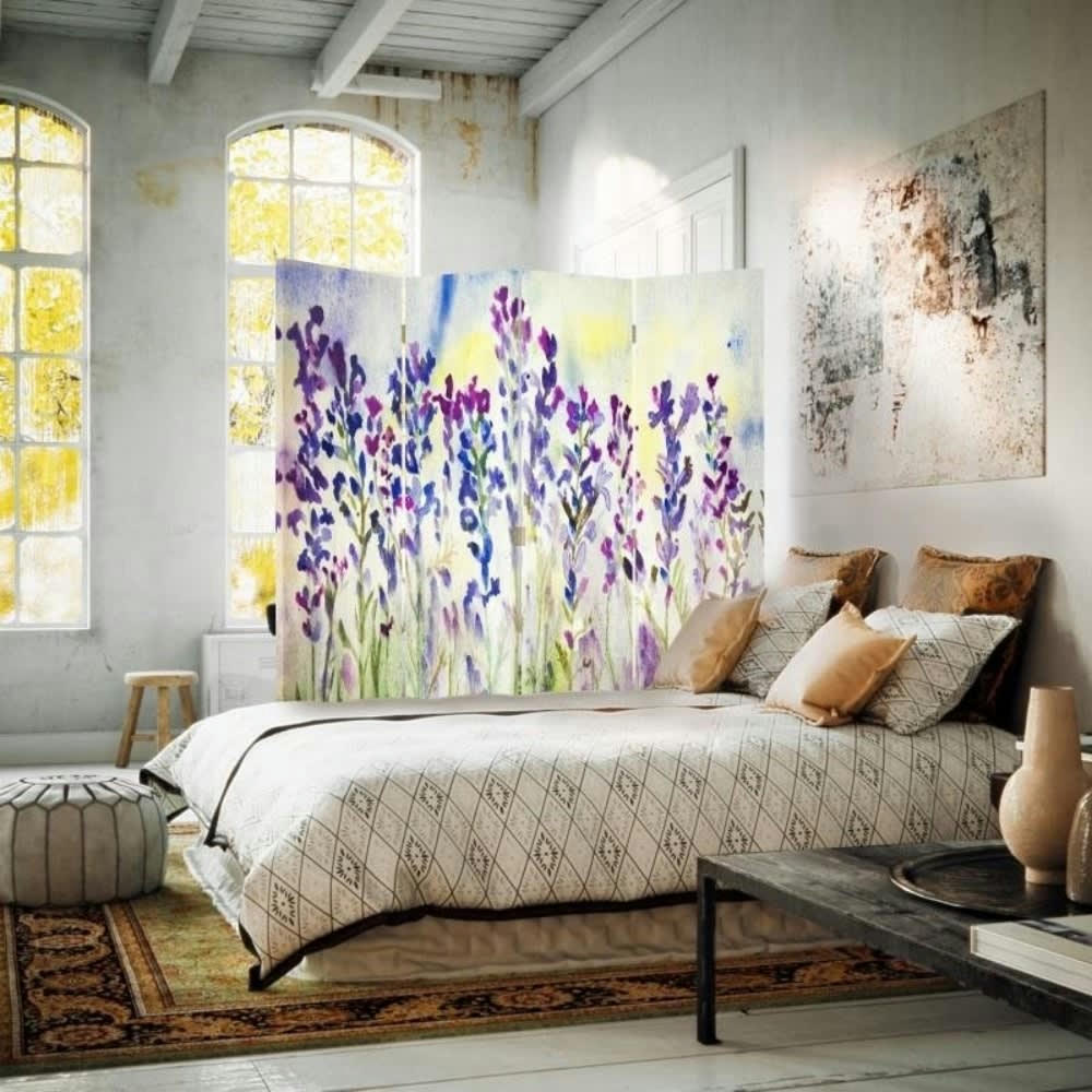 - Paravent cloison Lavender Watercolour 145x180cm (4 volets)
