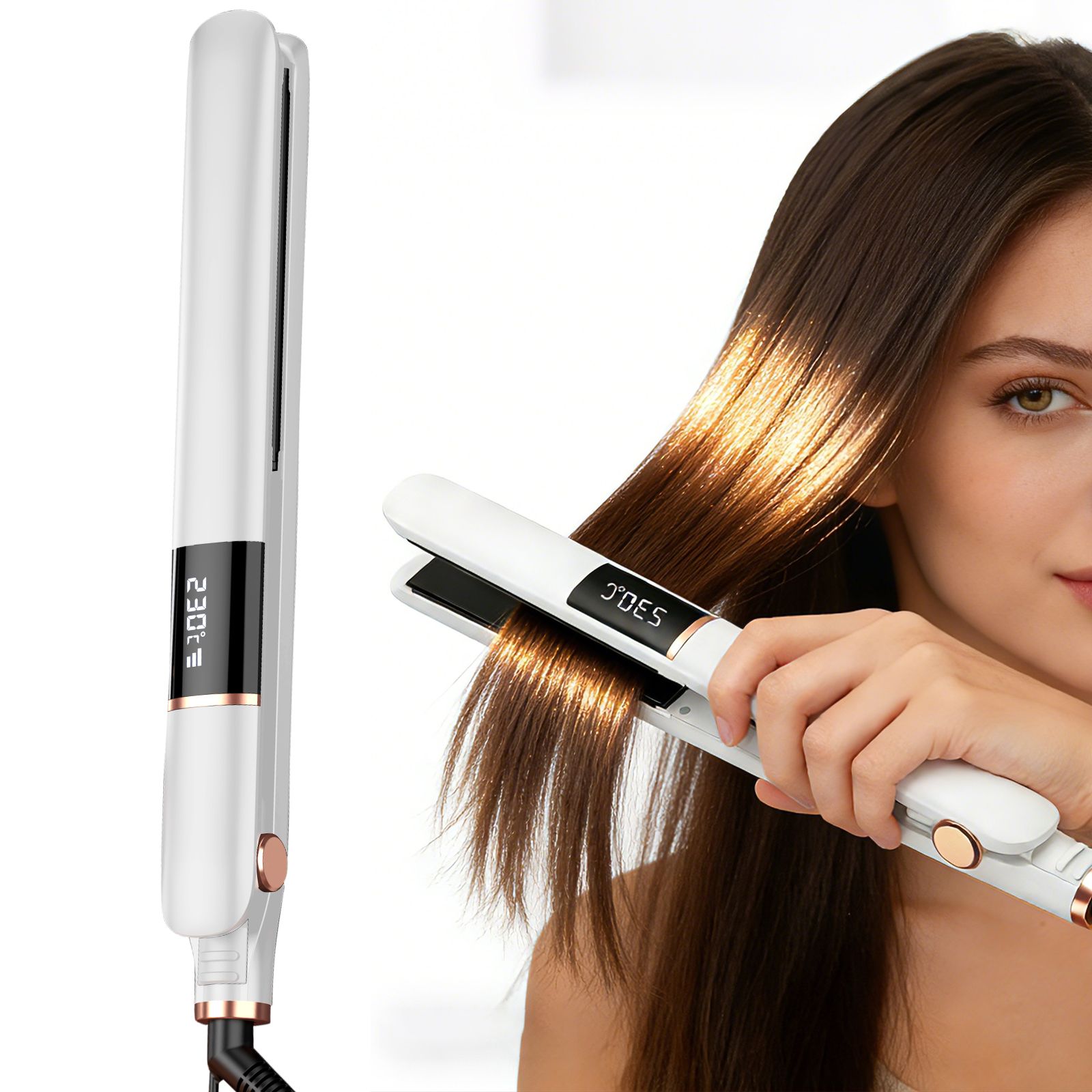 INMTFEI Portable Fast Heating 5-Temp LCD Hair Straightener