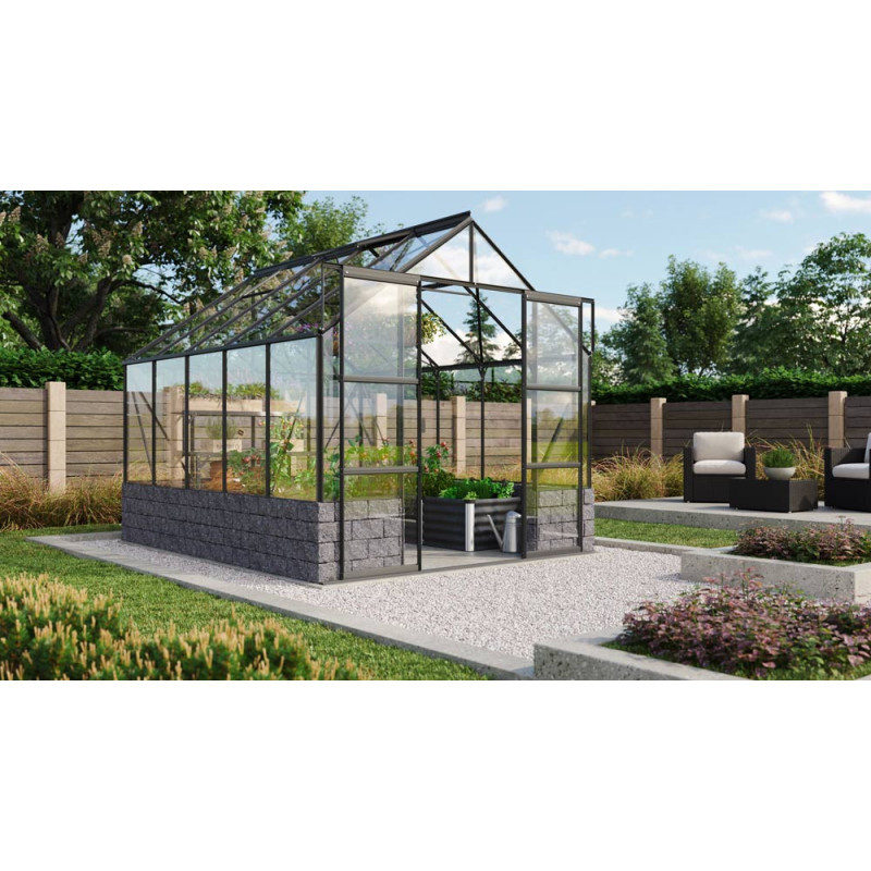 Serre en verre Cassandra noire 8,3 m² VITAVIA