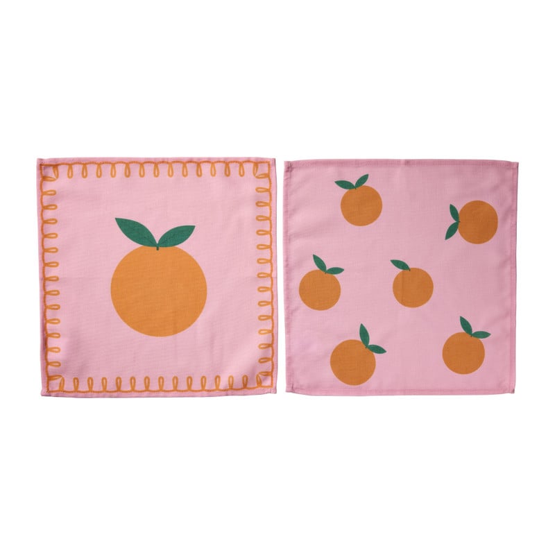 Servetten sinaasappels - roze/oranje - set van 2