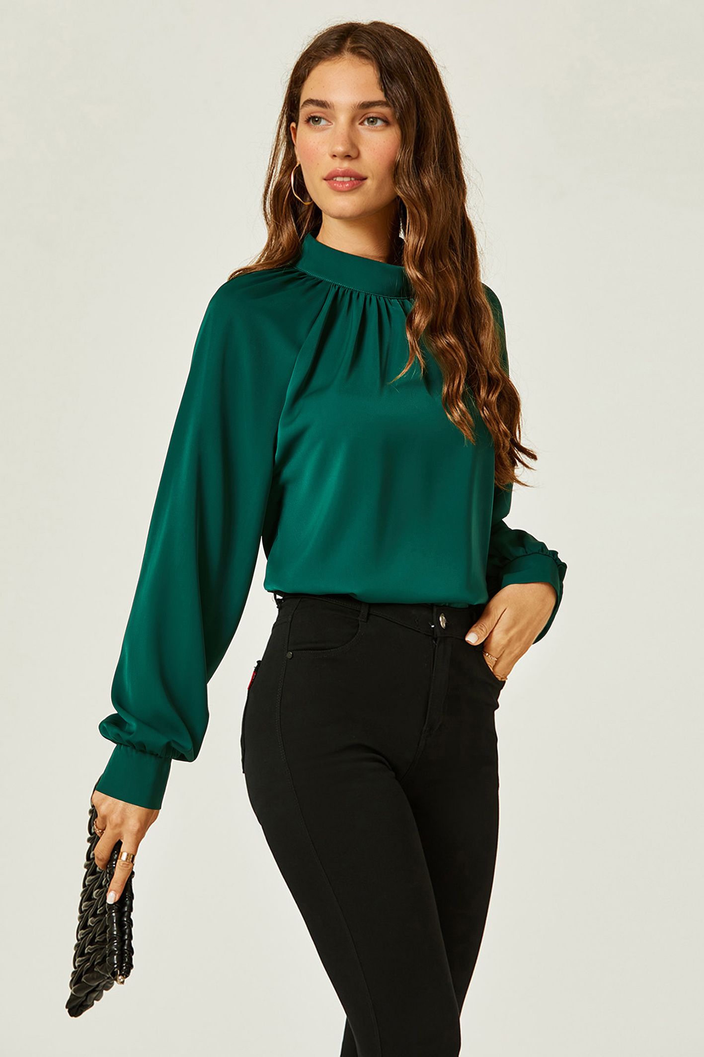 FS Collection High Neck Back Cut Detail Blouse Top