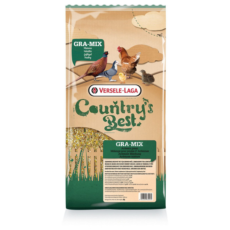 Mélange de céréales Gra-Mix pour poules d'Ardennes 20 kg   2 kg gratuit