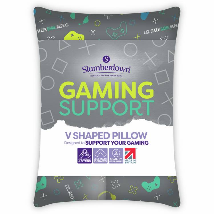 Slumberdown Gaming V Shaped Support Pillow - White