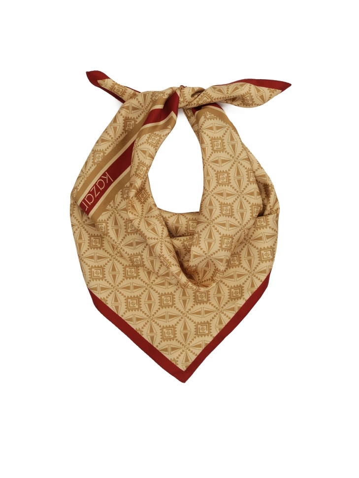 Beige silk scarf with author's pattern
