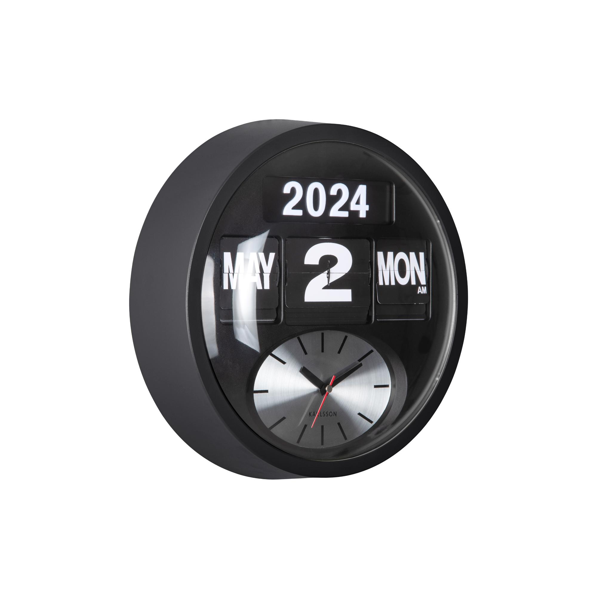 Karlsson wandklok Round Flip - zwart - Ø32.6cm