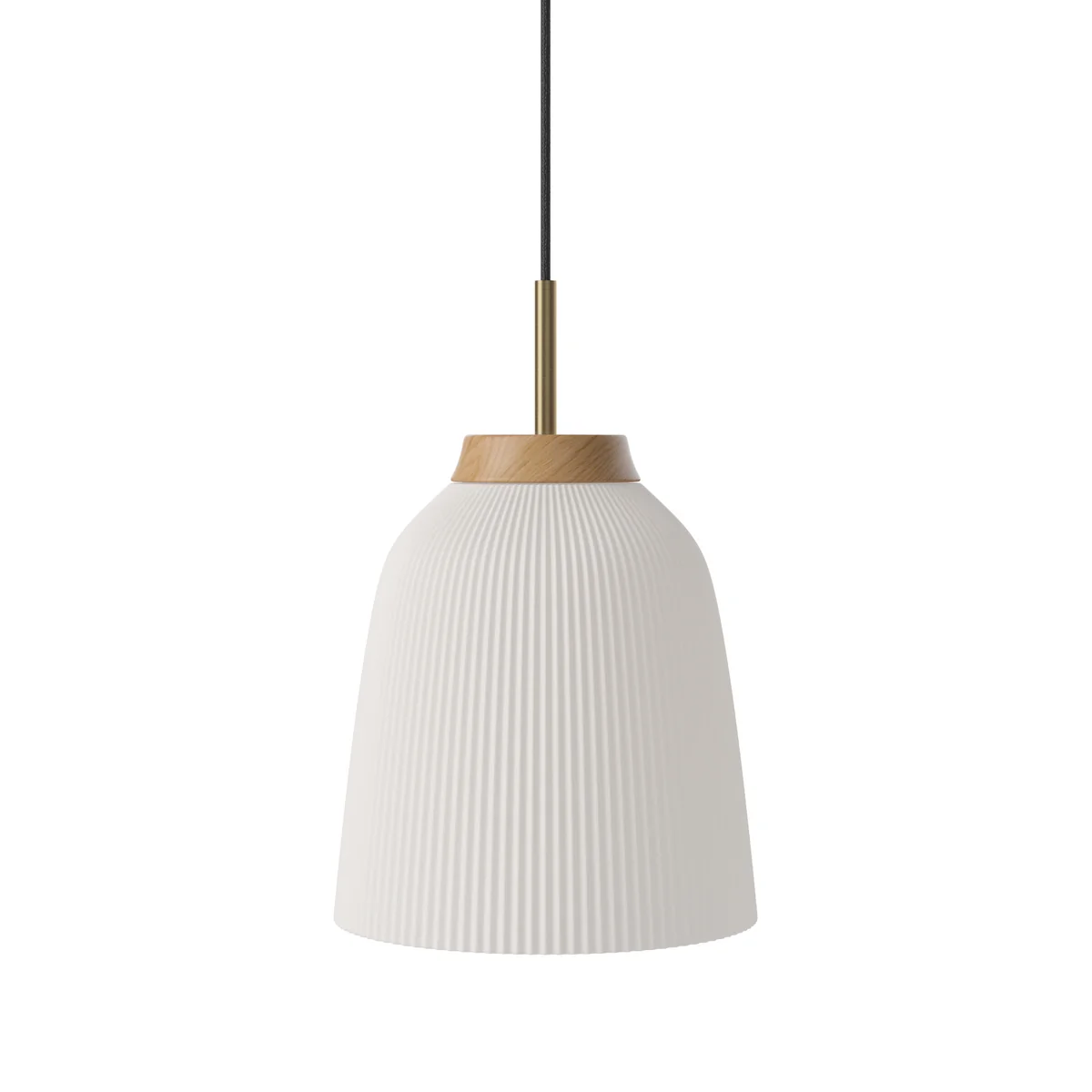 Bolia - Campa Pendelleuchte Ø 35 cm, Eiche geölt / Messing antik / Opalglas