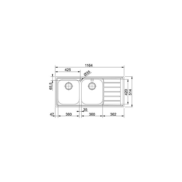 Evier Franke Neptune NEX221 - Inox Lisse - Egouttoir A droite