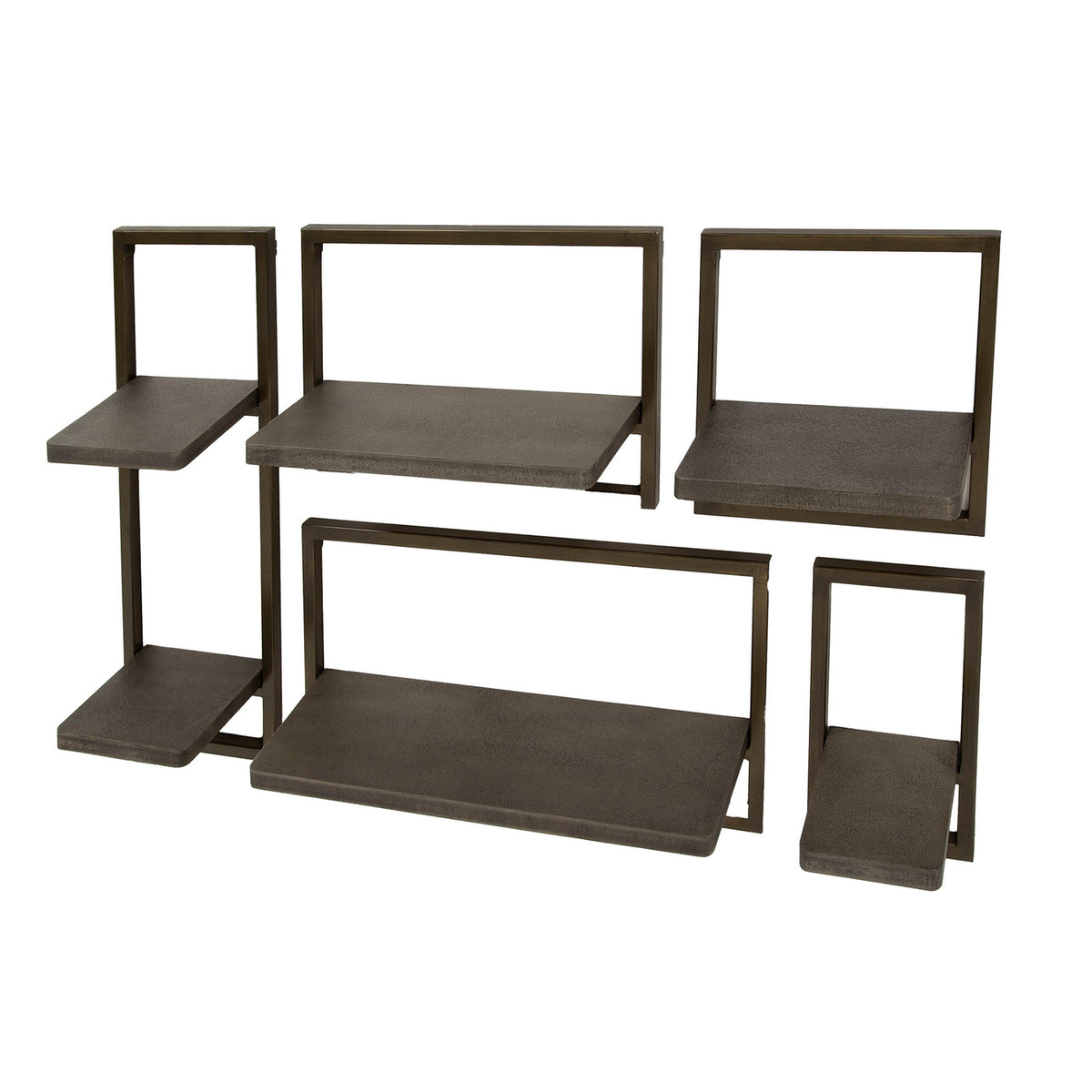 Giga Meubel Wandschap Ferro - Metaal - Set van 5 - 65x18x35cm