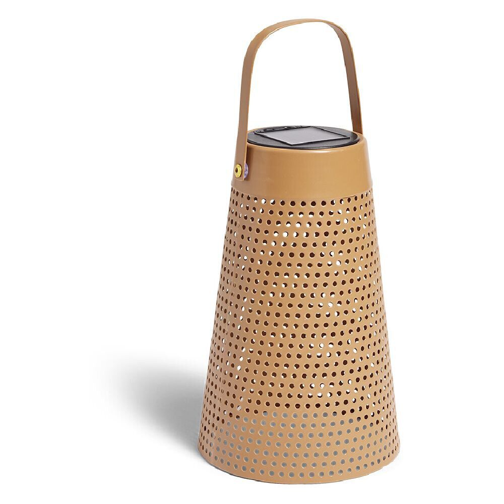 Lampe nomade solaire Faro métal perforé marron Ø12,8xH20cm