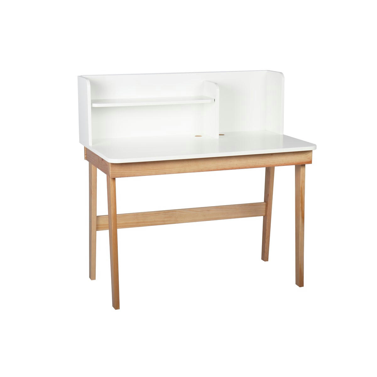 YUKI - Bureau enfant bois massif blanc et bois