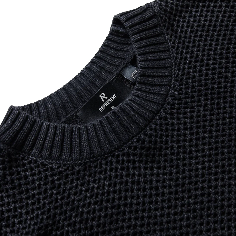 Represent Open Gauge Knit Sweater - Jet Black