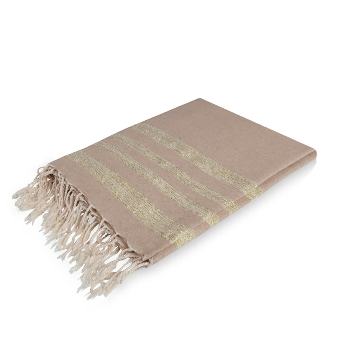 HAMPTONS - Nappe carrée lurex coton  170x170 beige / or