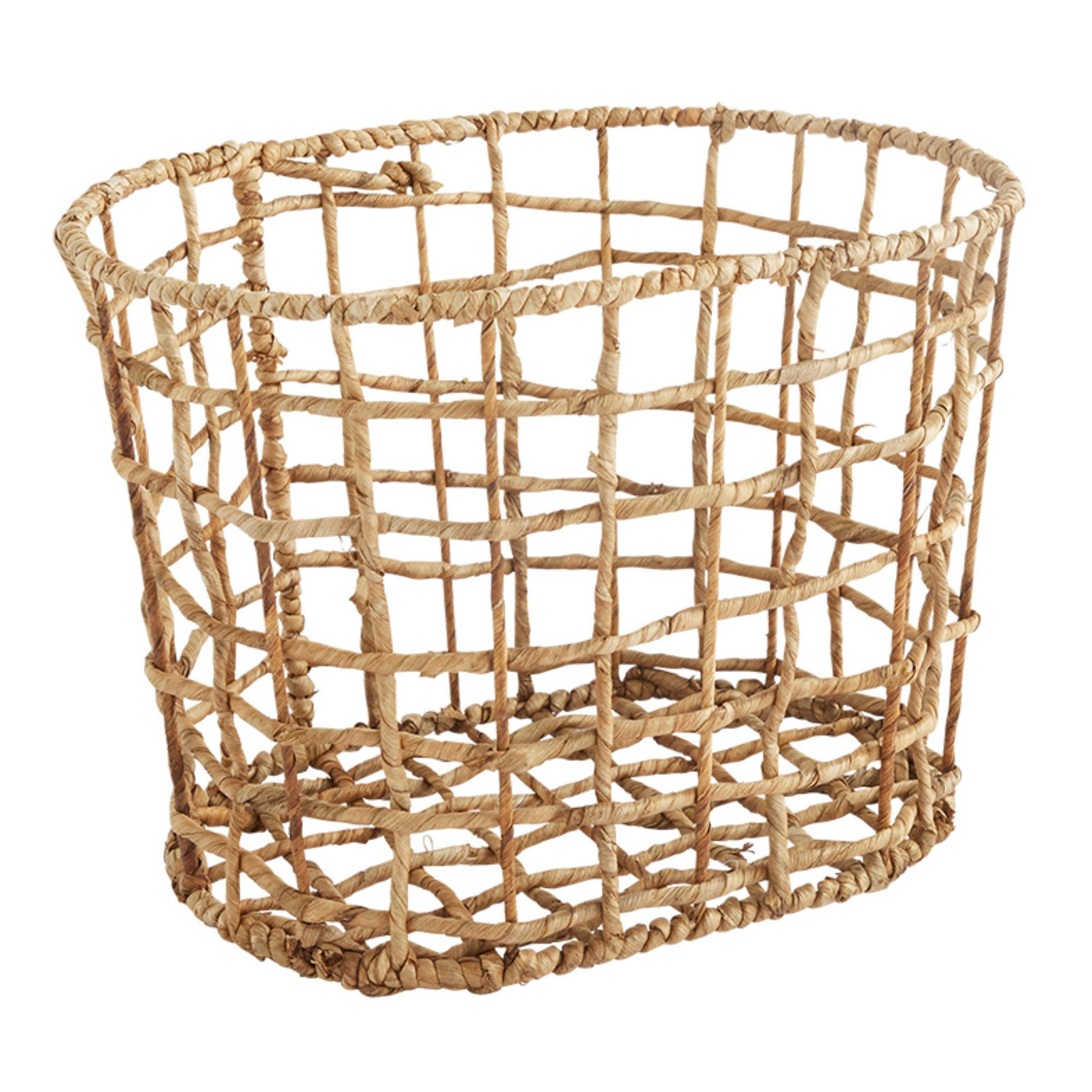 - Panier de rangement décoratif en paille avec motif ajouré 42x35x29cm