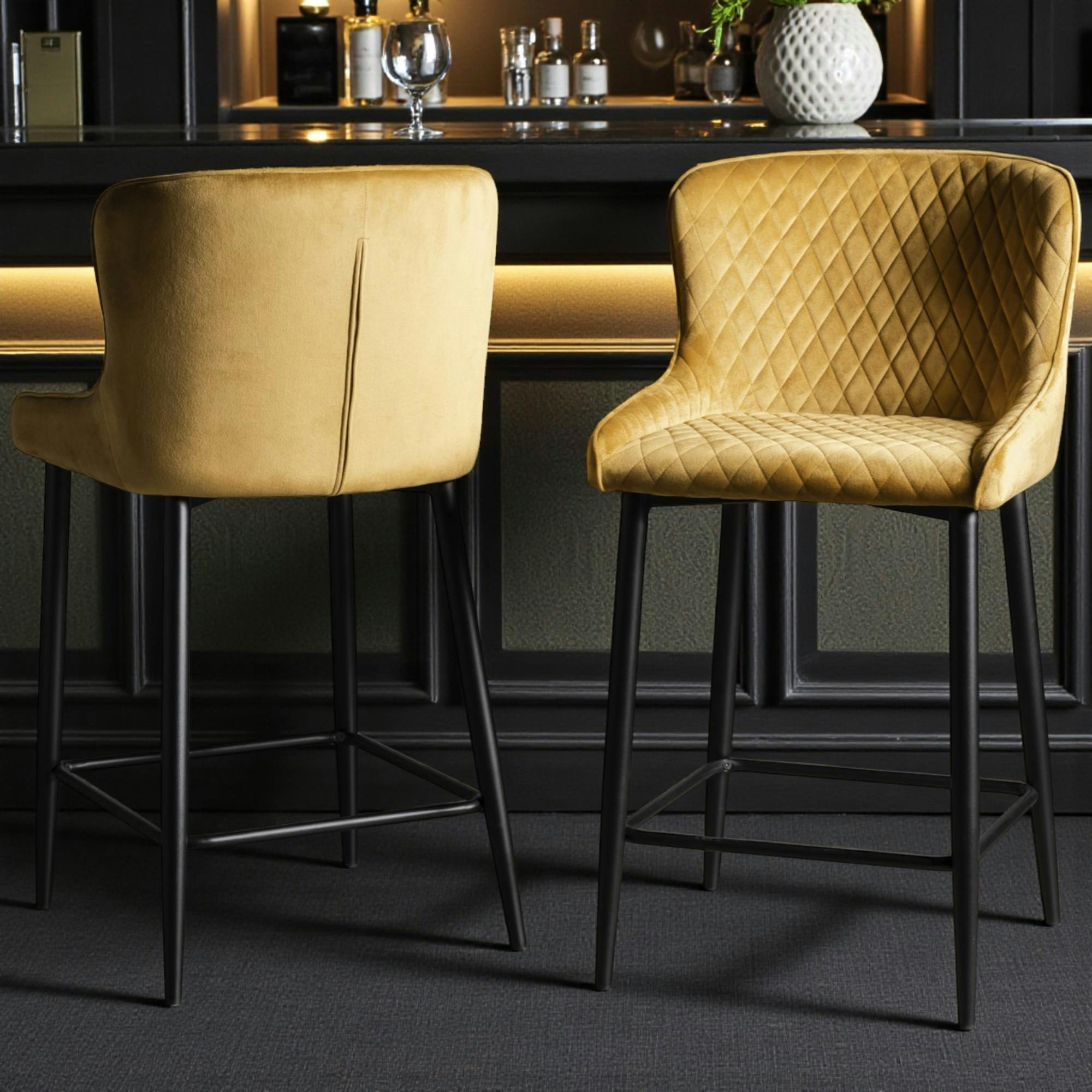 Chaise de bar en velours moutarde (lot de 2) ARLINGTON