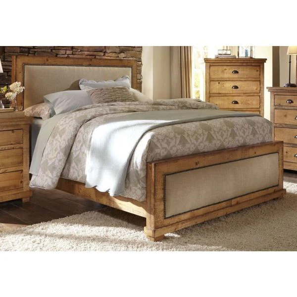 Slat Upholstered Pinewood King-size Headboard