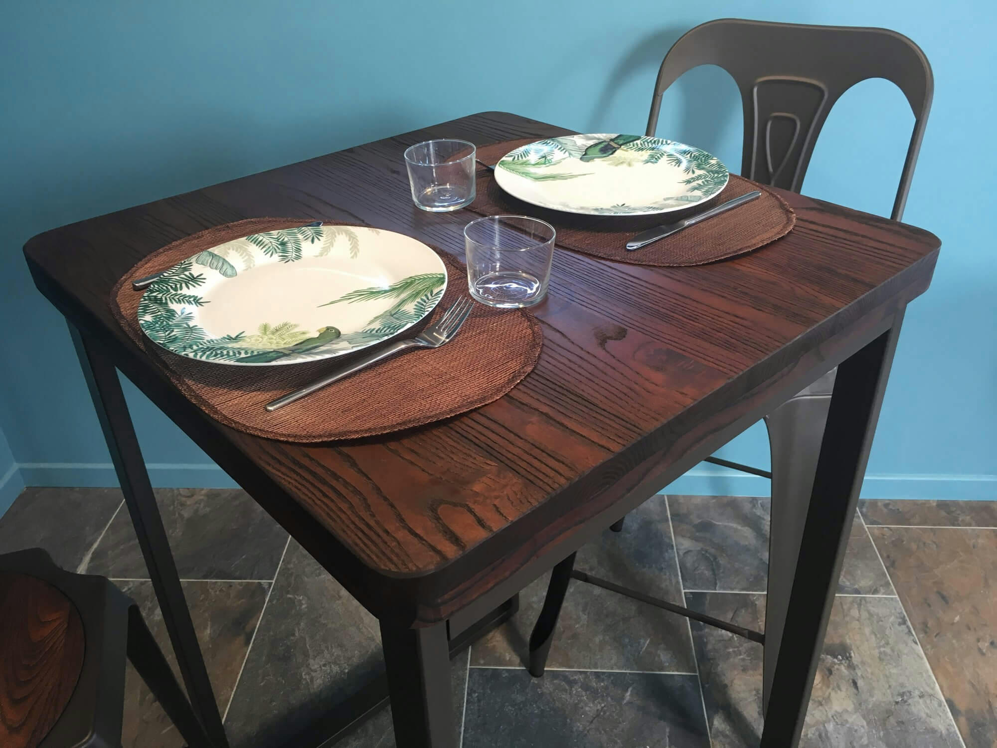 NEVADA - Ensemble haut acier/bois massif foncé