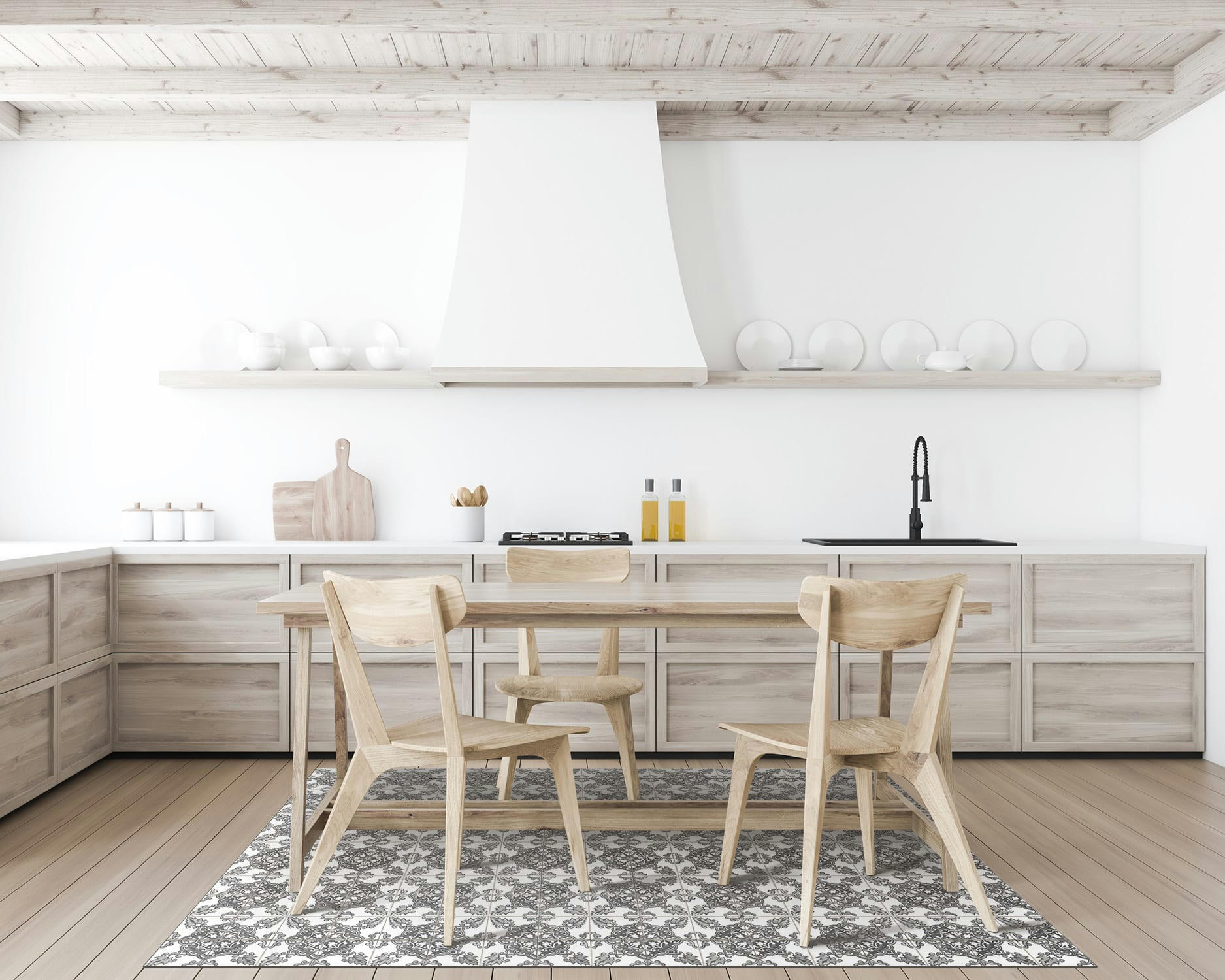 ALFOMBRAS AZULEJOS - Tapis vinyle carreaux ciments cordoue gris 100x140cm