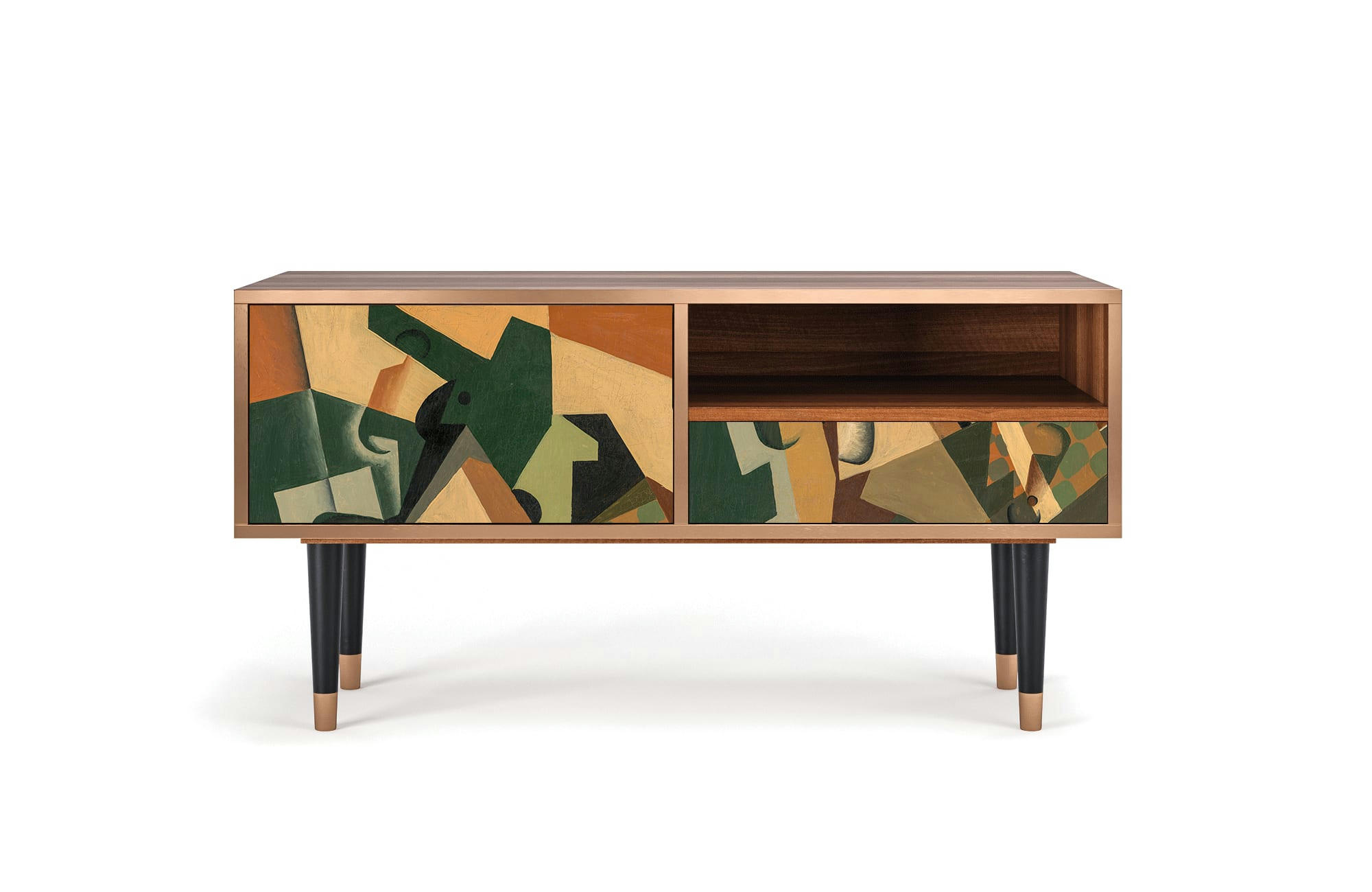 GLASS AND CHECKERBOARD BY JUAN GRIS - Meuble TV  multicolore 1 tiroir et 1 porte L 115 cm