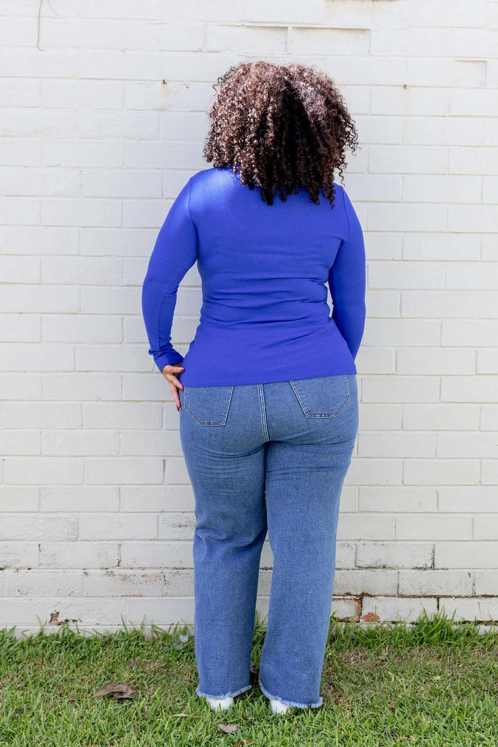 Billi Long Sleeve Rib Tee in Cobalt