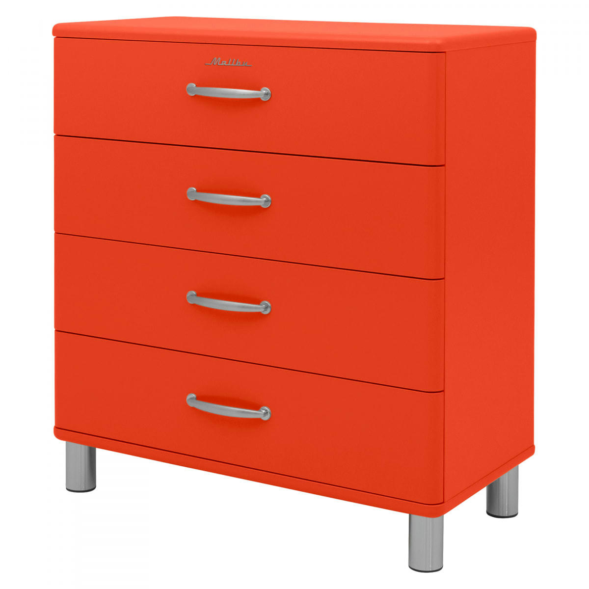 MALIBU - Commode style rétro 4 tiroirs 86cm orange