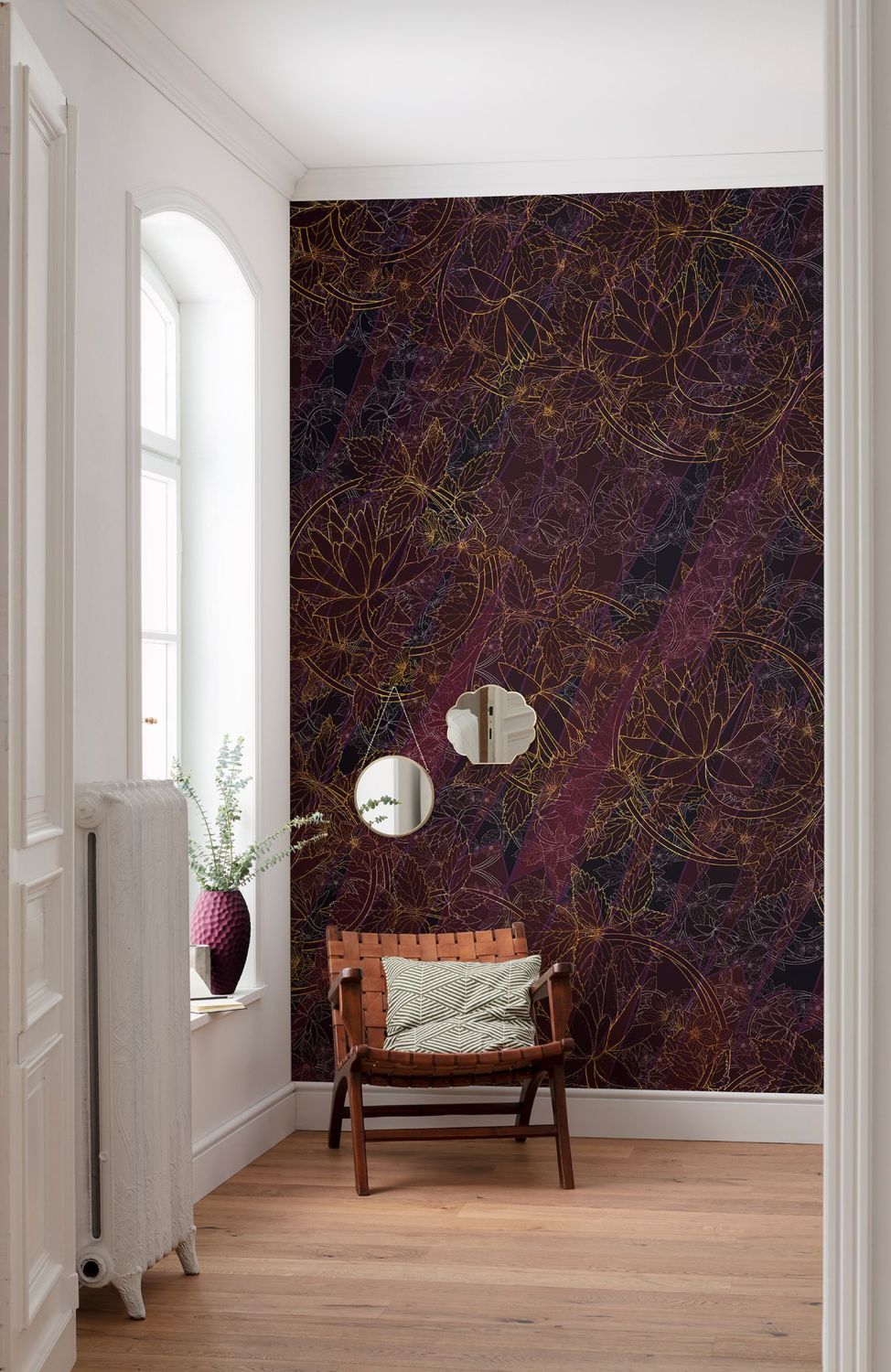 Sanders & Sanders fotobehang lotus paars en bordeaux rood - 200 x 280 cm - 611824