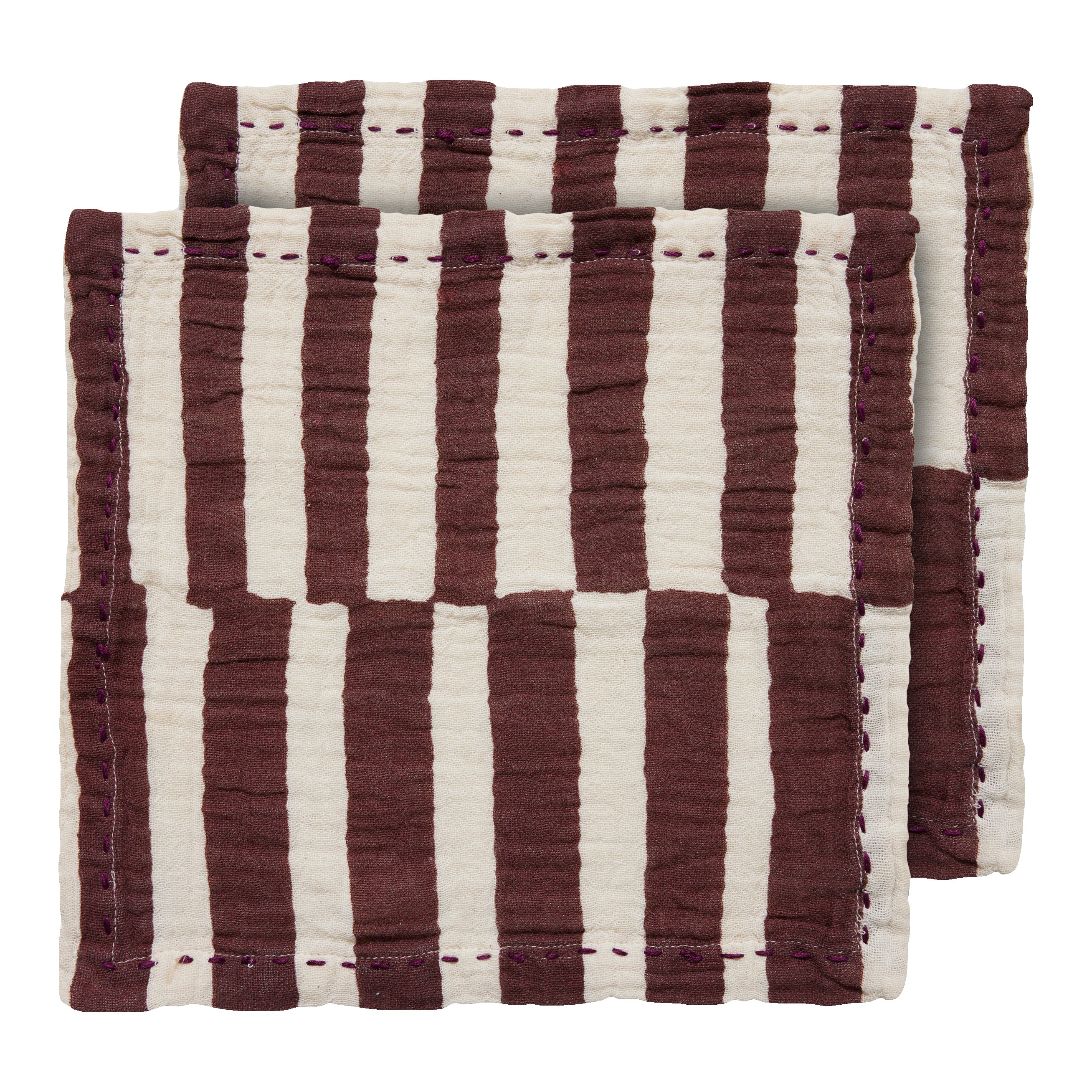HKliving Striped Burgundy Servetten - Set van 2