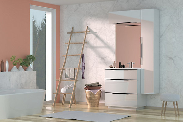 Meuble de salle de bains haut blanc brillant l.80 x H.30 x P.30 cm, Pamili