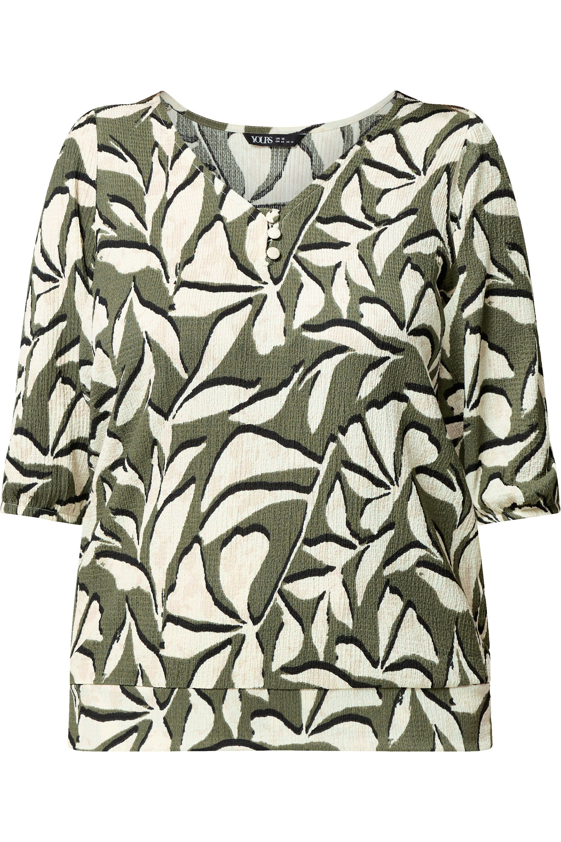 Yours Leaf Print Puff Sleeve Top