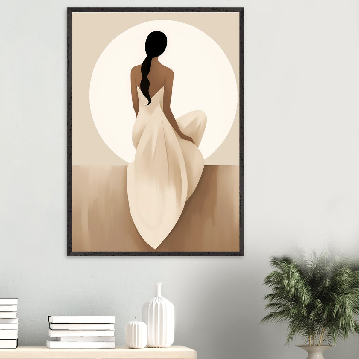 Artfulprints Poster Japandi The serene lady  - 70x100 cm - Bruin