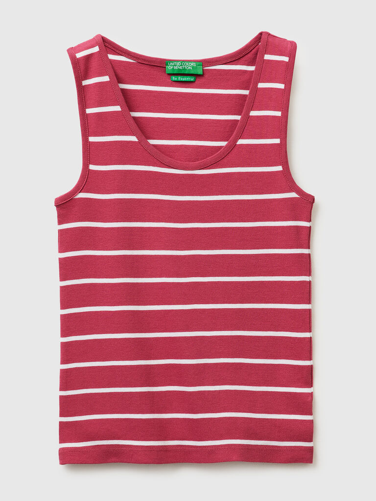 Striped tank top in pure cotton