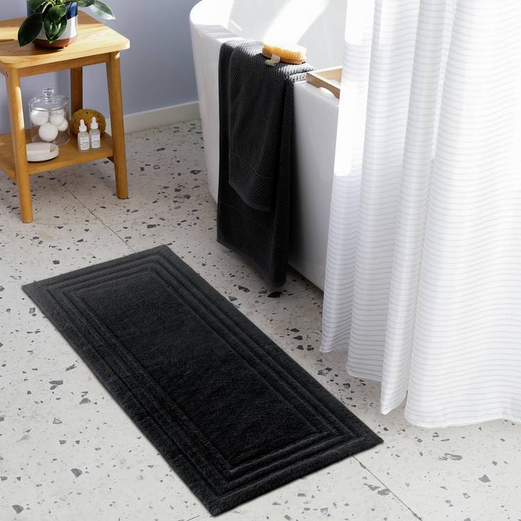 Habitat Deep Pile Black Cotton Cut Pile Bath Runner-40x100cm