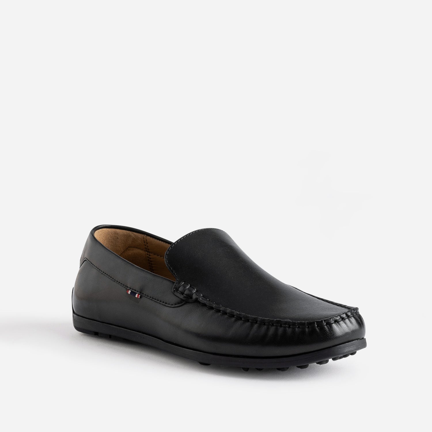 Mocassin noir en cuir