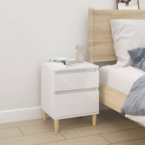 NNEVL Bedside Cabinets 2 pcs High Gloss White 40x35x50 cm